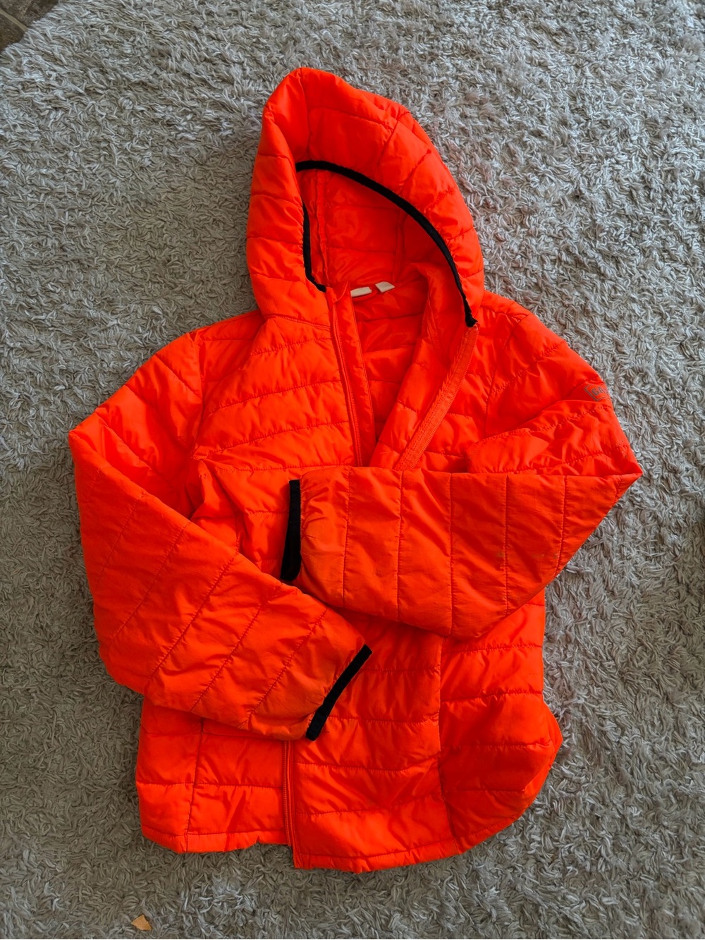 Kids Hooded Puffer Jacket in Bright Orange xl
